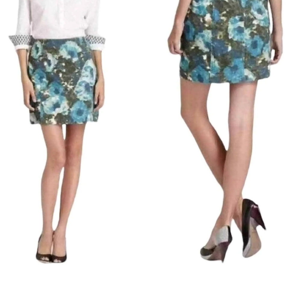 Anthropologie Postmark Courteroy Floral Skirt